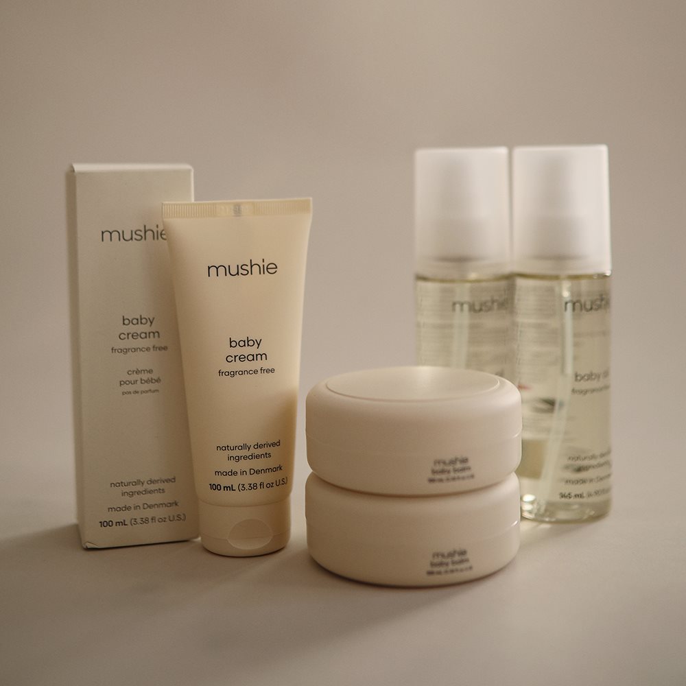 Create a gentle and safe bath time with Mushie's clean skincare products.