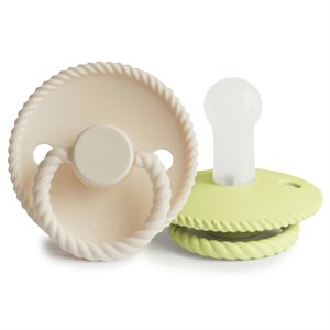 FRIGG Rope - Round Silicone 2-Pack Pacifiers - Cream/Green Tea - Size 2