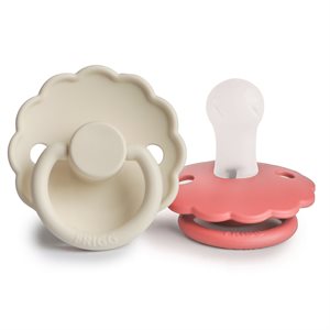 FRIGG Daisy - Round Silicone 2-Pack Pacifiers - Cream/Poppy - Size 1