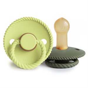 FRIGG Rope - Round Latex 2-Pack Pacifiers - Green Tea/Olive - Size 2