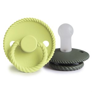 FRIGG Rope - Round Silicone 2-Pack Pacifiers - Green Tea/Olive - Size 2