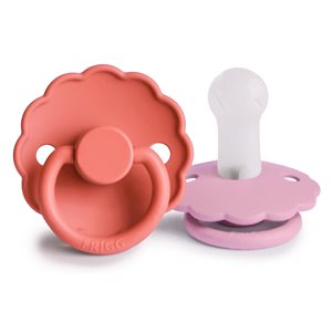 FRIGG Daisy - Round Silicone 2-Pack Pacifiers - Poppy/Lupine - Size 2